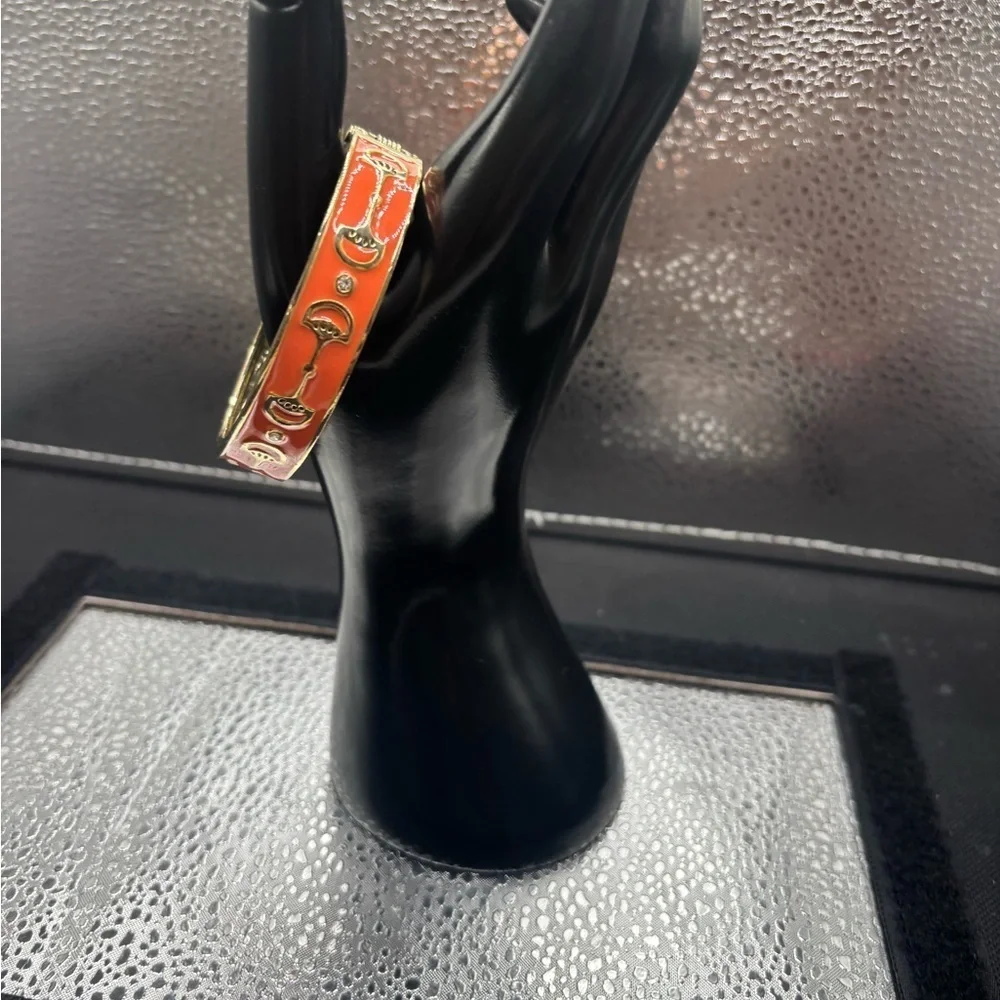 Gold and Orange Enamel Bangle